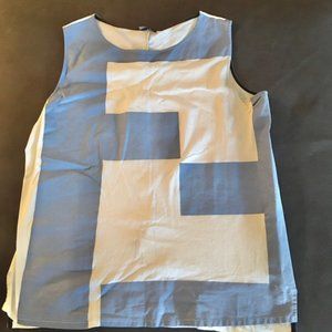 FENDI sleeveless blue and white top